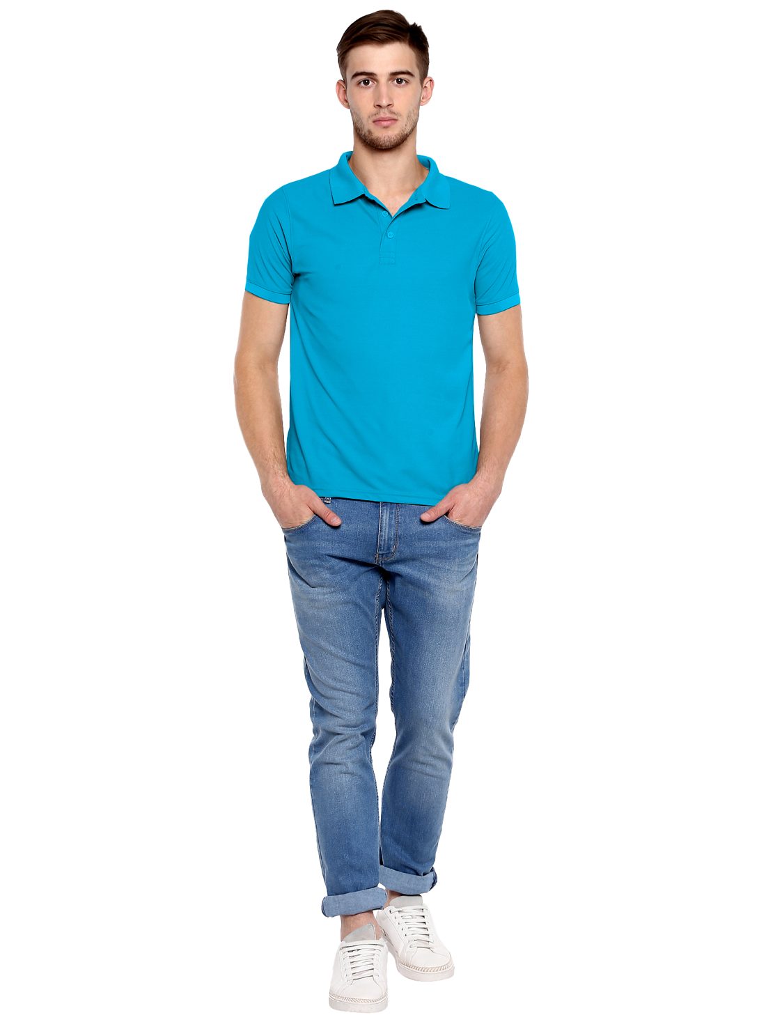 Honeycomb dry fit polo T-shirt – Ocean Blue
