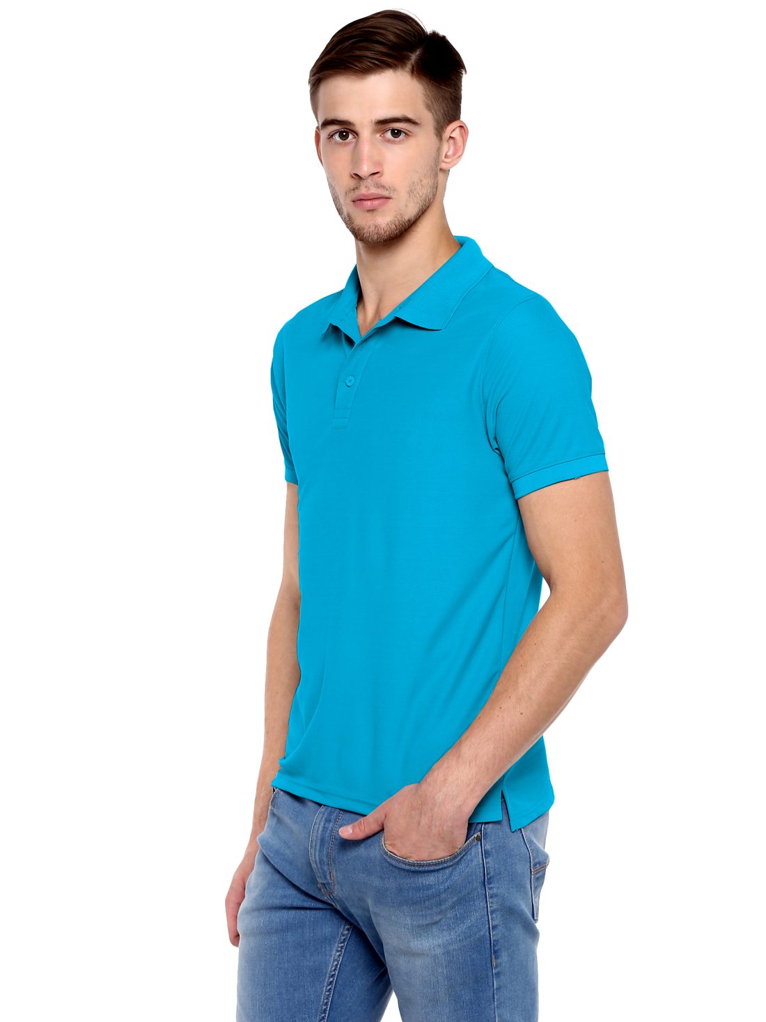 Honeycomb dry fit polo T-shirt – Ocean Blue