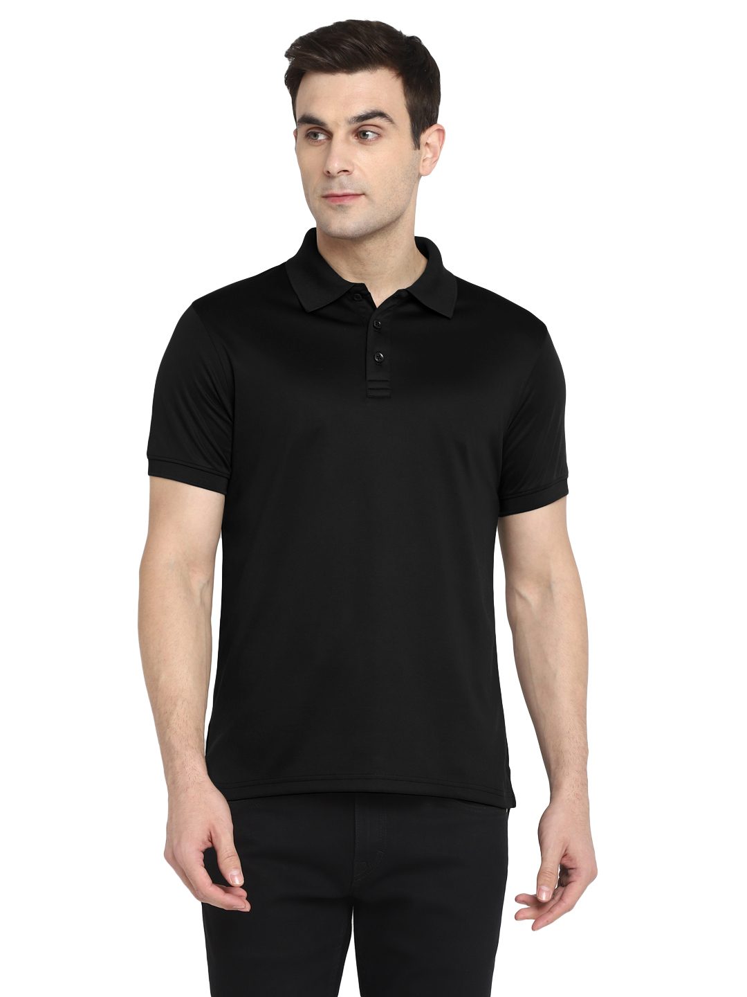 AeroKool lightweight polo T-shirt – Black