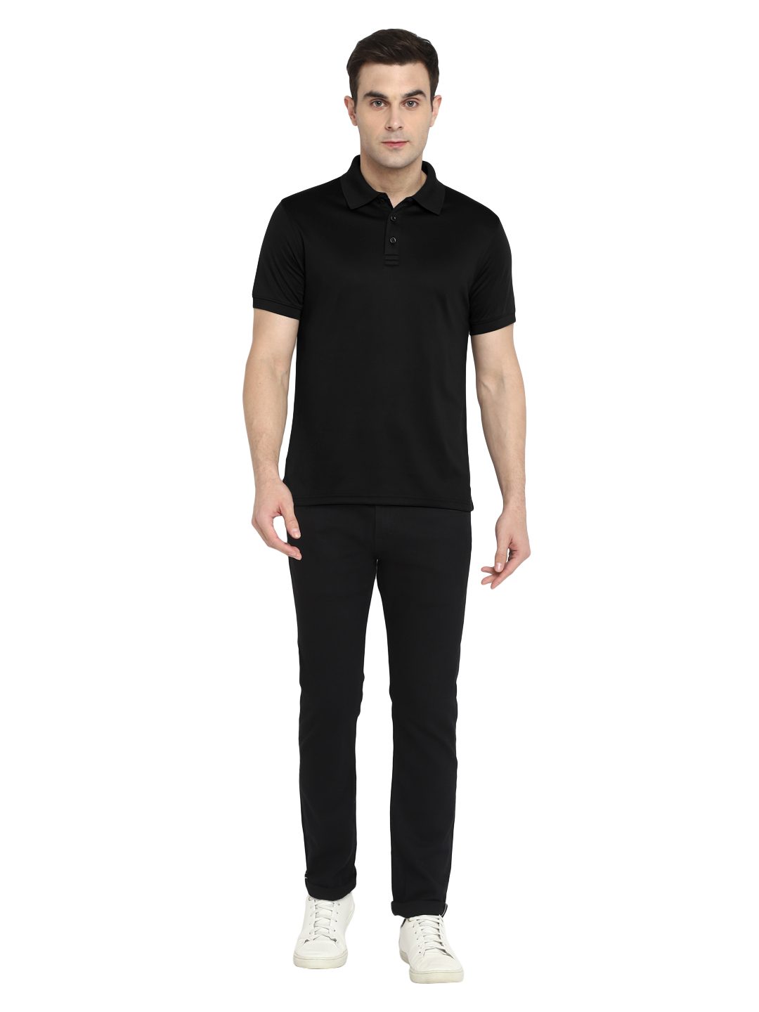 AeroKool lightweight polo T-shirt – Black