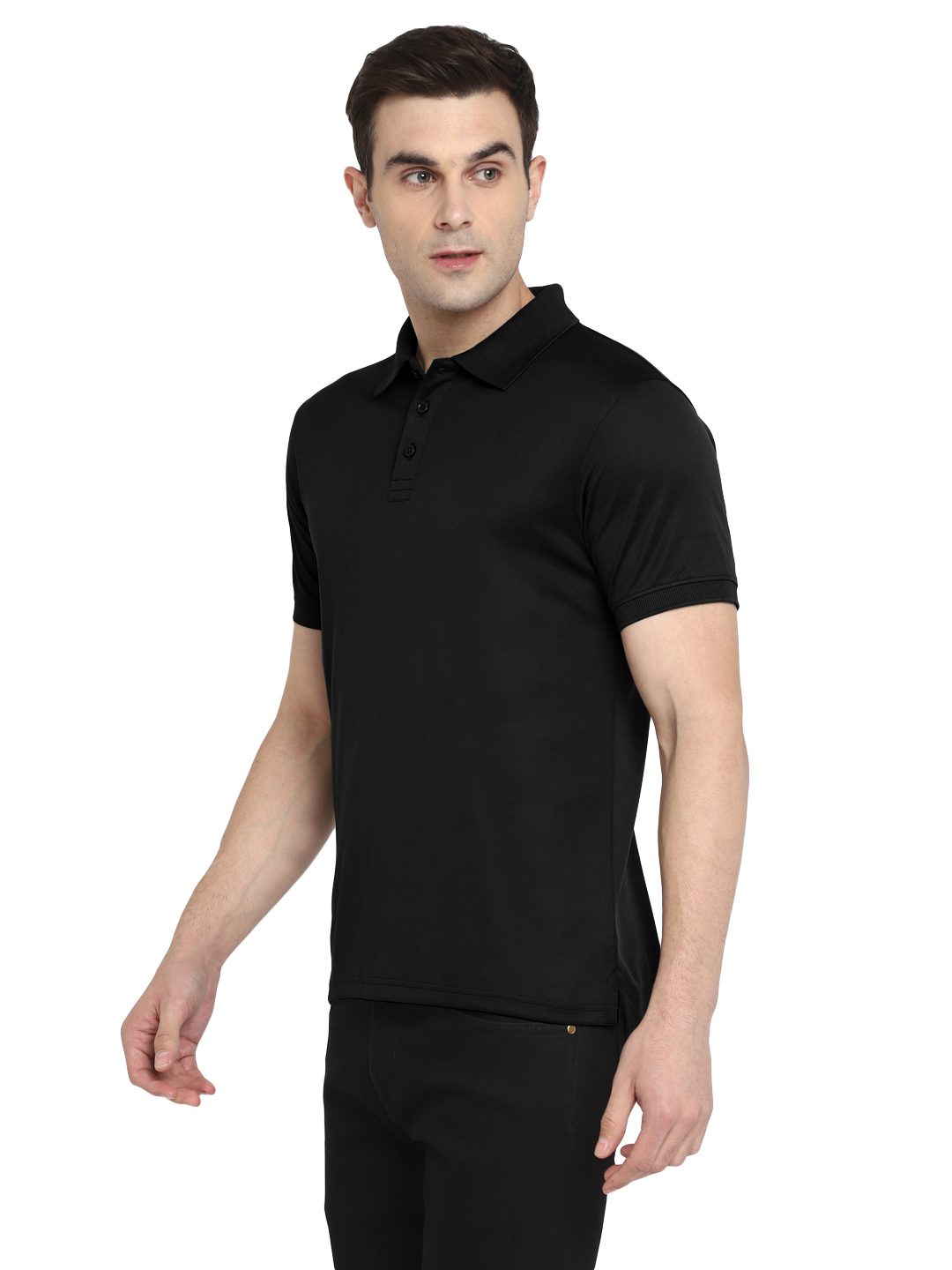 AeroKool lightweight polo T-shirt – Black