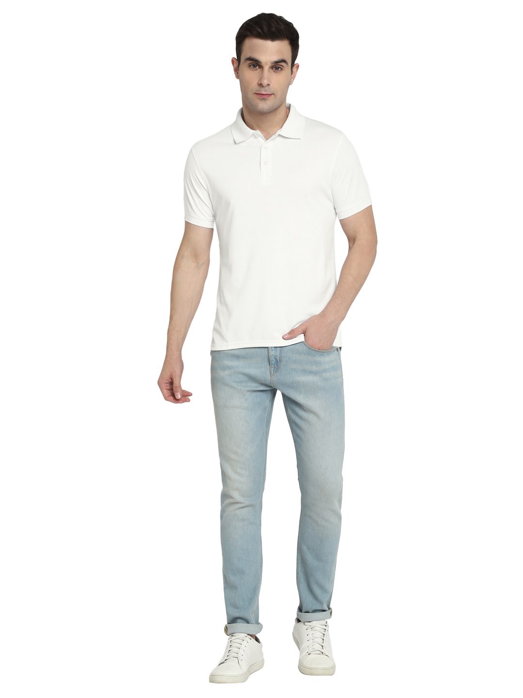 AeroKool lightweight polo T-shirt – Off White