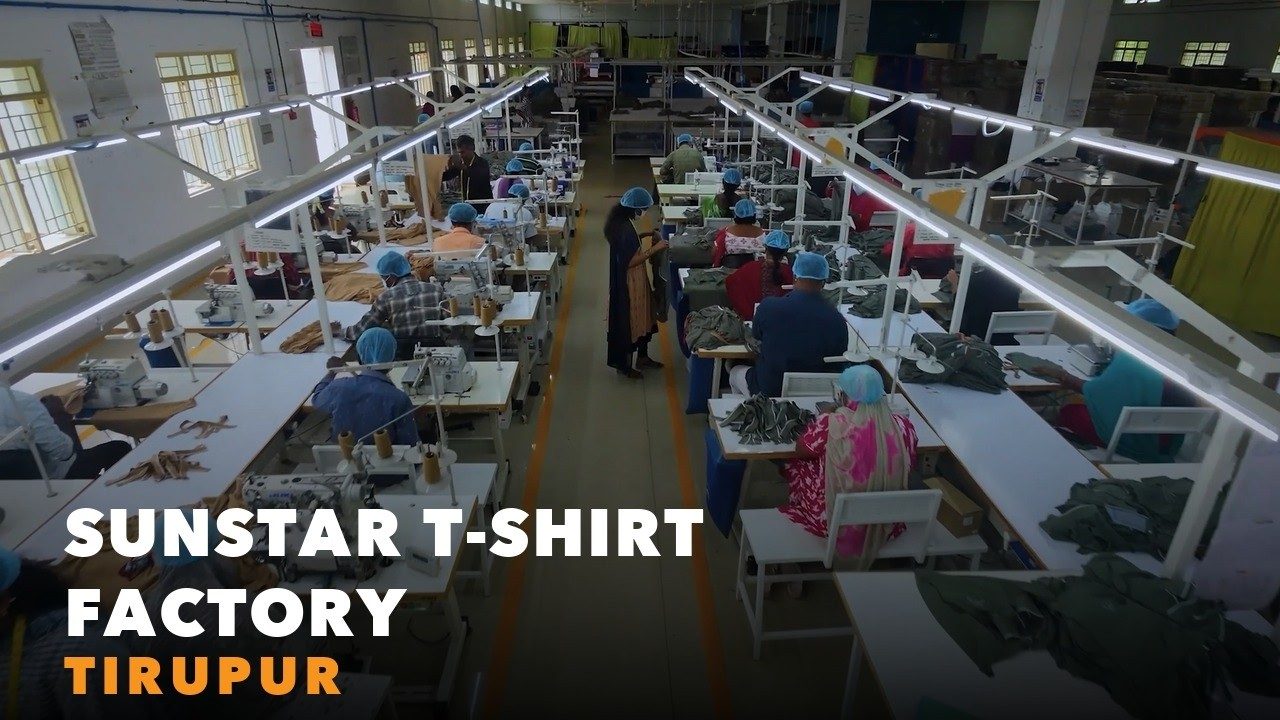 Stitching line at the Sunstar Apparels factory in Tirupur, still from the factory film